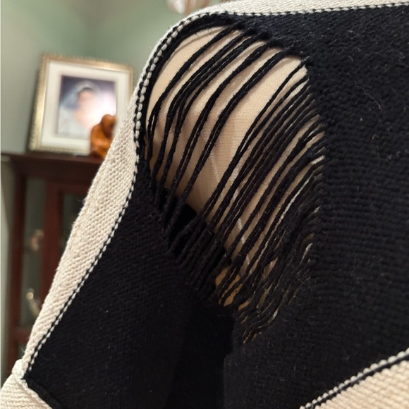 PLANET BY LAUREN G Black and White Striped Holey Moley Women's Sweater OSFM - Picture 3 of 6